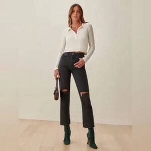 Reformation Cynthia High Rise Jeans | Lagoon Destroyed | 29